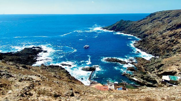 Quickstep Too moored in a bay off Selvagem Island