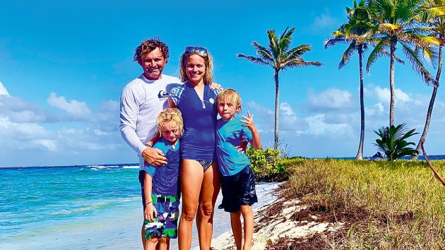 Family photo after a swim in the Caribbean